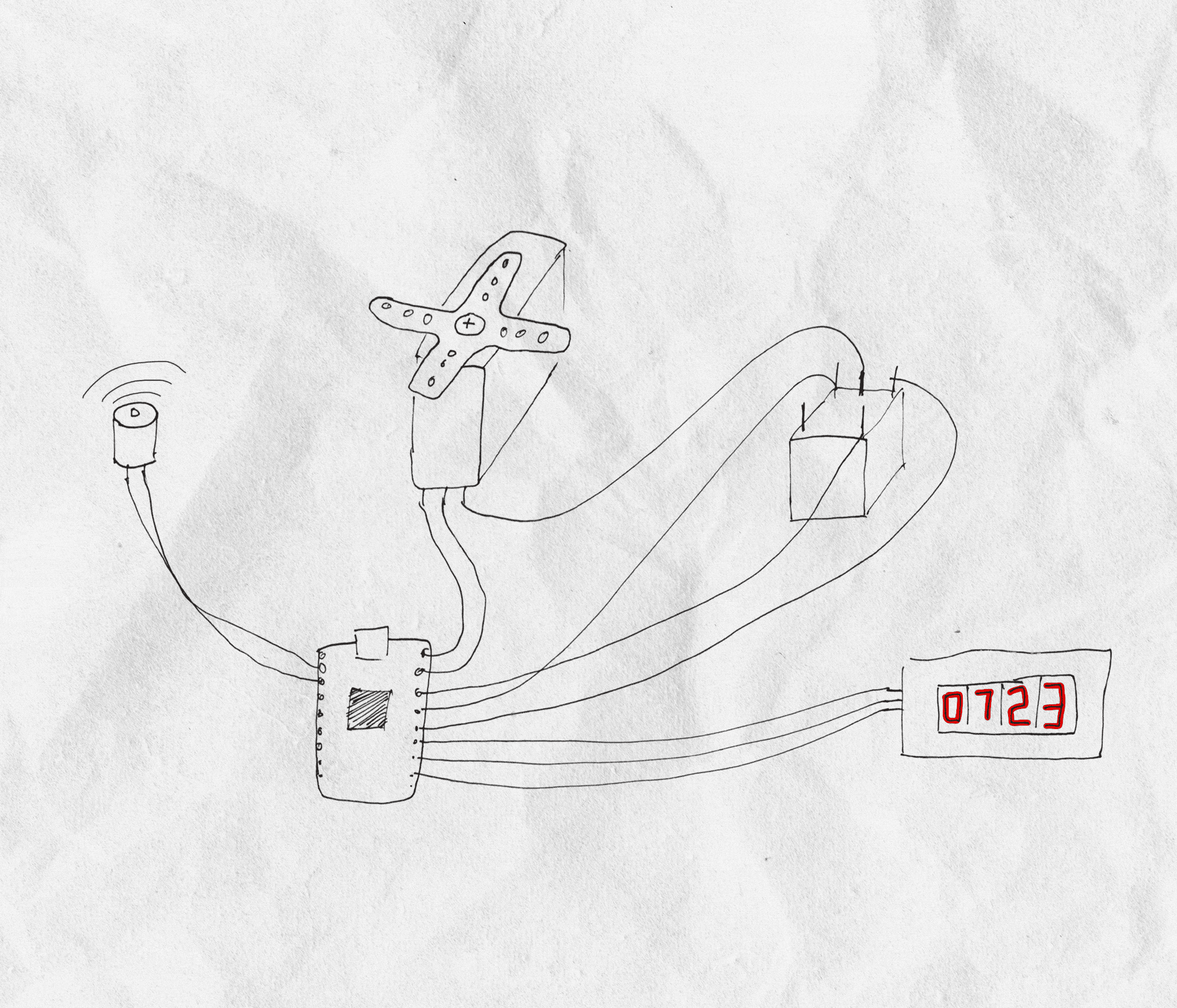 Maschinentelegraf – handgezeichnete Skizze
